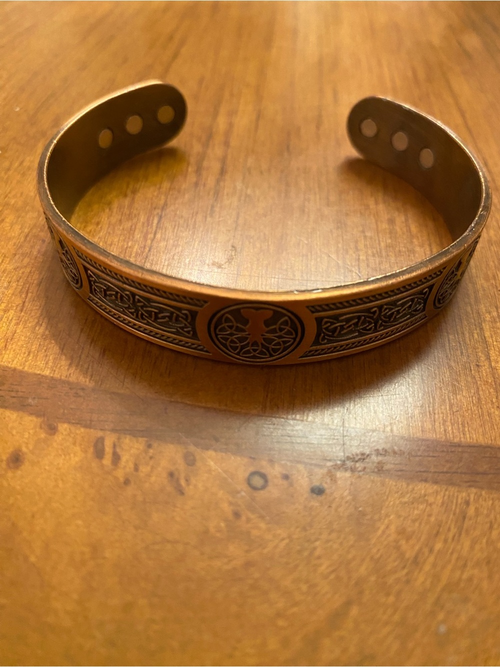 Copper-Tone Magnetic Men's Cuff Bracelet with Celtic Motif